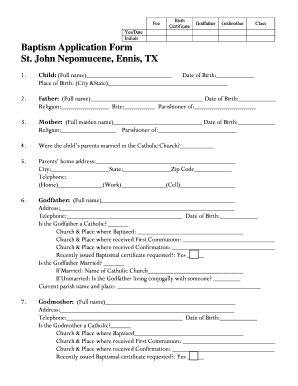 Baptism Application Form
