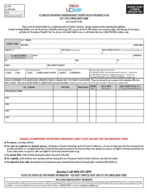 UC Merced Voluntary Student Health Insurance Enrollment Form