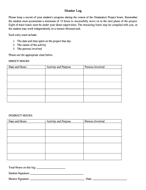 Graduation Project Mentor Log