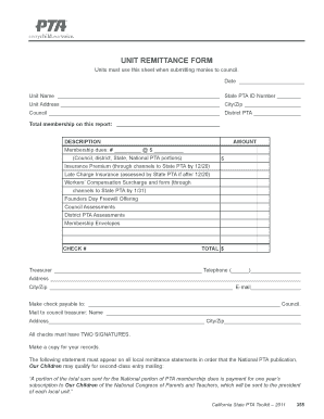 Unit Remittance Form