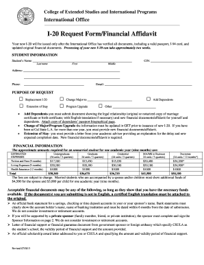 I-20 Request Form/Financial Affidavit