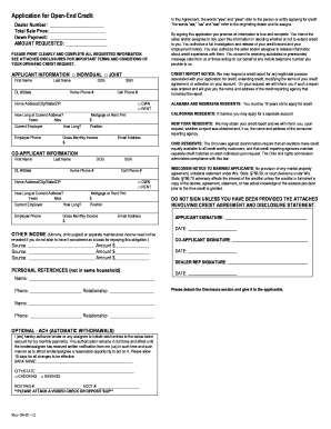 Application for Open-End Credit