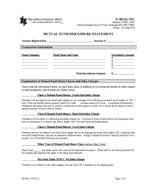 Mutual Fund Disclosure Statement