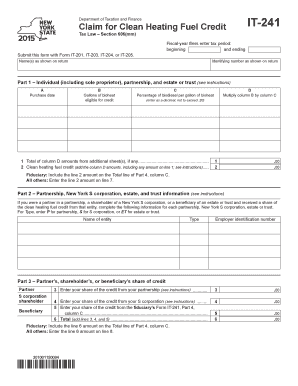 New York Clean Heating Fuel Credit Form IT-241