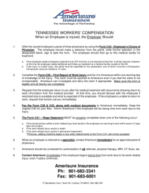 Tennessee Workers' Compensation Physician Choice Form