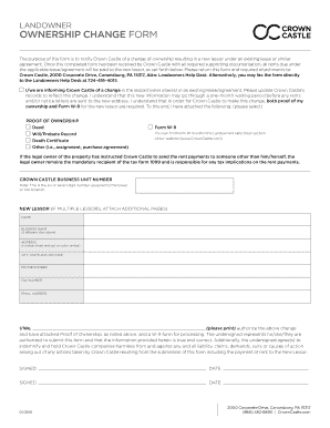 Crown Castle Ownership Change Form