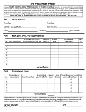 Request for Reimbursement Form