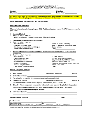 Annual Action Plan for Student with Seizure History