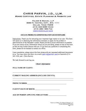 Texas Probate Administration Questionnaire
