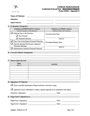 Clinician Evaluation Summative Report