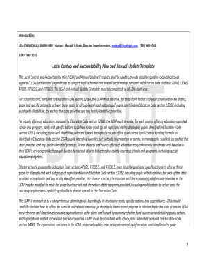 Local Control and Accountability Plan Template