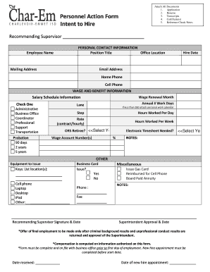 Personnel Action Form
