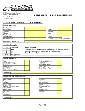 Skid Steer Appraisal Form