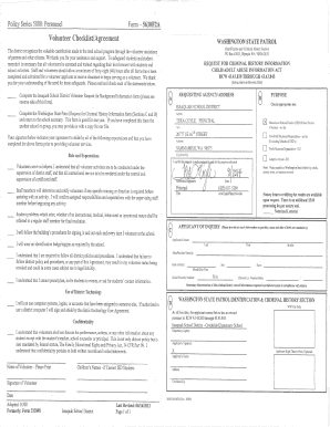 Volunteer Checklist/Agreement
