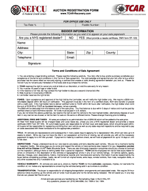 Auction Registration Form