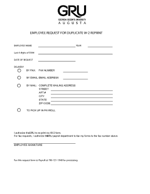 Employee Request for Duplicate W-2 Reprint