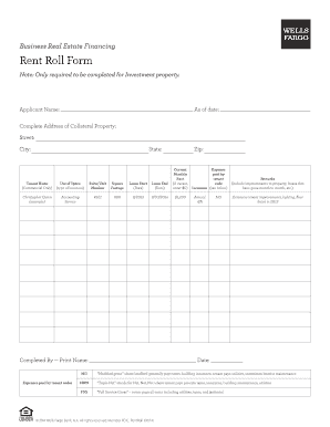 Rent Roll Form for Investment Property