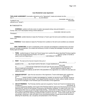 Iowa Residential Lease Agreement