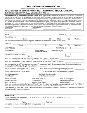 Application for Qualification