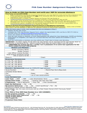 FHA Case Number Assignment Request Form