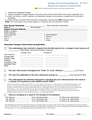 Change of Circumstance Request Form