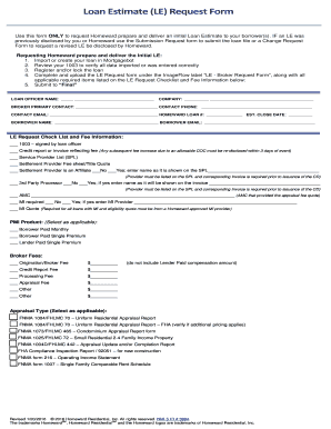 Loan Estimate Request Form