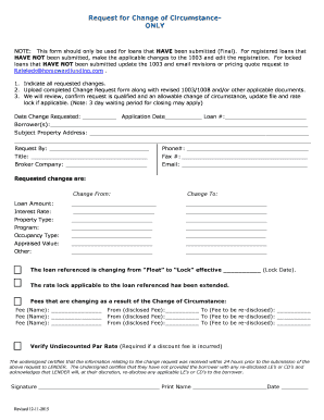 Request for Change of Circumstance