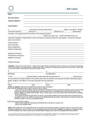 Mortgage Gift Letter Template