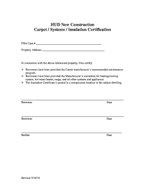 HUD New Construction Certification