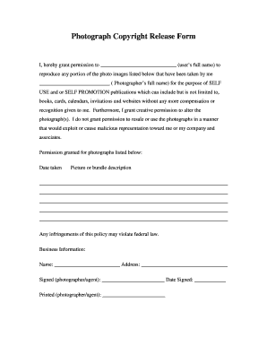 Photograph Copyright Release Form