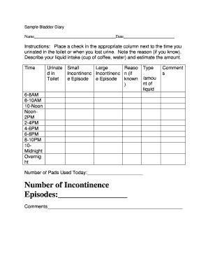 Bladder Diary Form