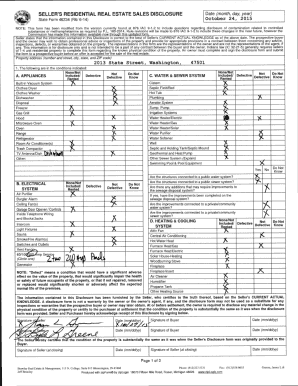 Indiana Seller's Residential Real Estate Sales Disclosure