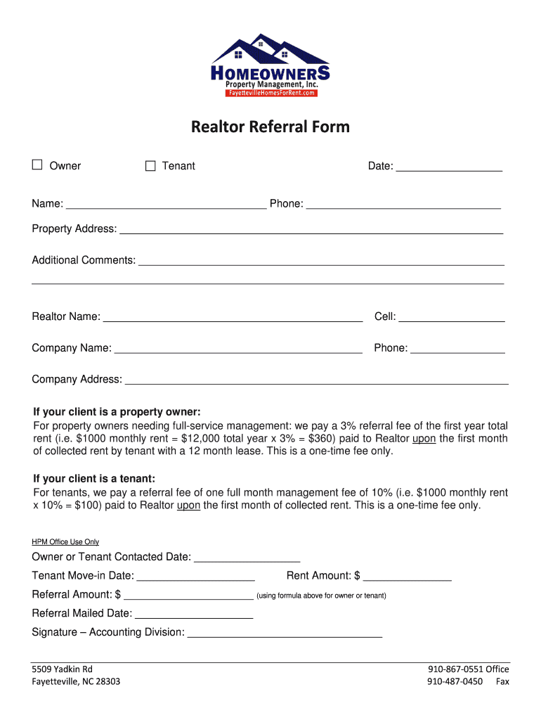 Fillable Online Realtor Referral Form Fax Email Print - pdfFiller