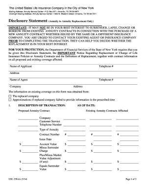 Annuity Replacement Disclosure Statement