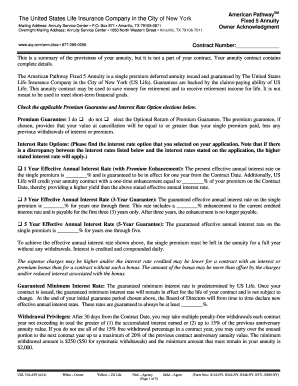 American Pathway Fixed 5 Annuity Owner Acknowledgment