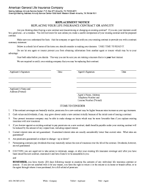 Life Insurance Replacement Notice