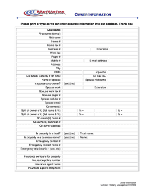 Owner Information Form
