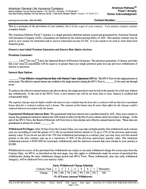 American Pathway Fixed 7 Annuity Owner Acknowledgment