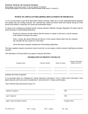 Notice to Applicant Regarding Insurance Replacement