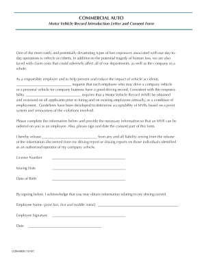 Commercial Auto Motor Vehicle Record Consent Form