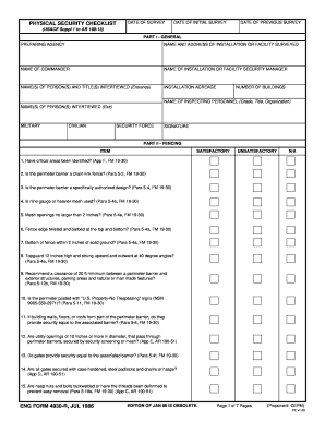 US Army Physical Security Checklist