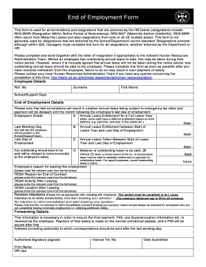 End of Employment Form