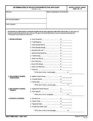 Relocation Benefits Determination Form