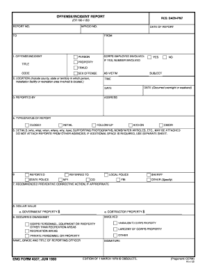 Offense Incident Report Form