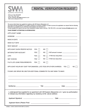 Rental Verification Request Form