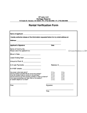 Rental Verification Form