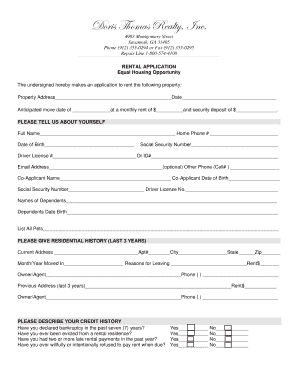 Rental Application Form