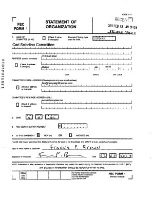 FEC Form 1 Statement of Organization