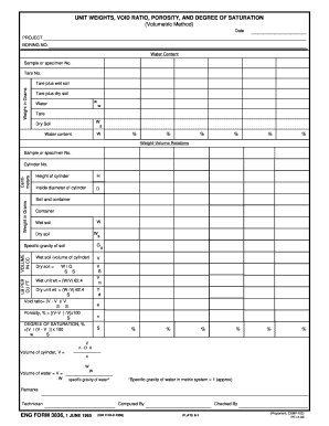 Soil Sample Volumetric Analysis Form