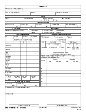 Diving Log Form